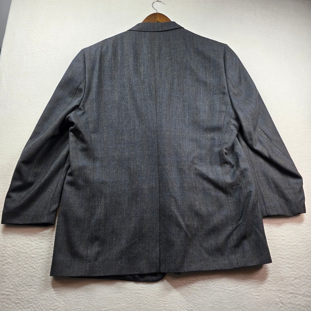 Hart Schaffner Marx Blazer Men 50L Grey Windowpane 3-Button‎ Wool Sport Coat - Picture 13 of 14